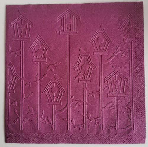 Reliéfne servítky purpurové (Purple) 33×33 cm – vzor Vtáčie búdky