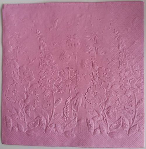Reliéfne servítky ružové (Candy Pink) 33×33 cm – vzor Divé kvietky