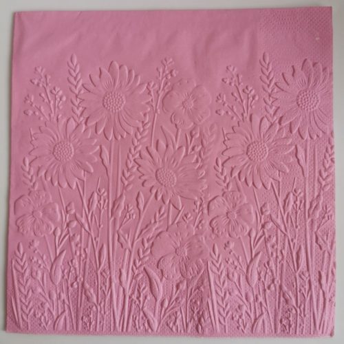 Reliéfne servítky ružové (Candy Pink) 33×33 cm – vzor Rozkvitnutá lúka