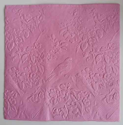 Reliéfne servítky ružové (Candy Pink) 33×33 cm – vzor Škovránky v záhrade