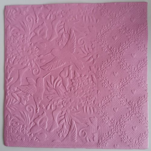 Reliéfne servítky ružové (Candy Pink) 33×33 cm – vzor Zaláskané kolibríky