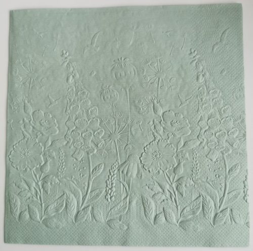 Reliéfne servítky šalviovo zelené (Sage) 33×33 cm – vzor Divé kvietky