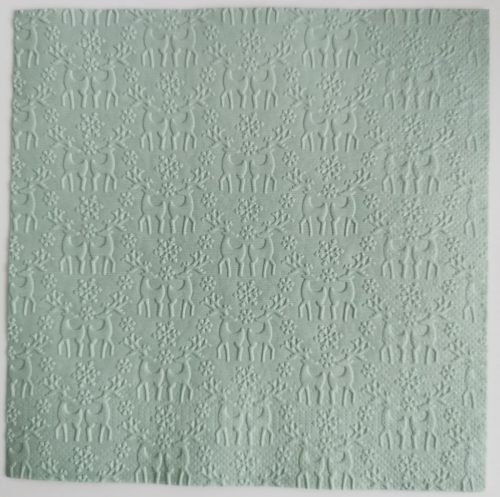 Reliéfne servítky šalviovo zelené (Sage) 33×33 cm – vzor Jelene v snehu