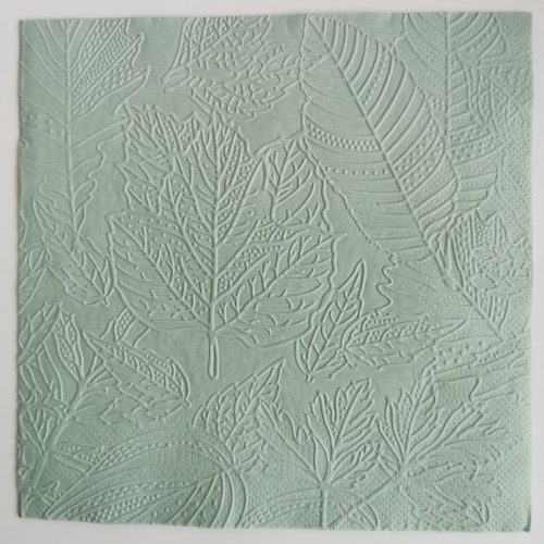 Reliéfne servítky šalviovo zelené (Sage) 33×33 cm – vzor Listy