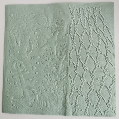 Reliéfne servítky šalviovo zelené (Sage) 33×33 cm – vzor Námornícky zážitok