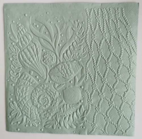 Reliéfne servítky šalviovo zelené (Sage) 33×33 cm – vzor Podmorský svet