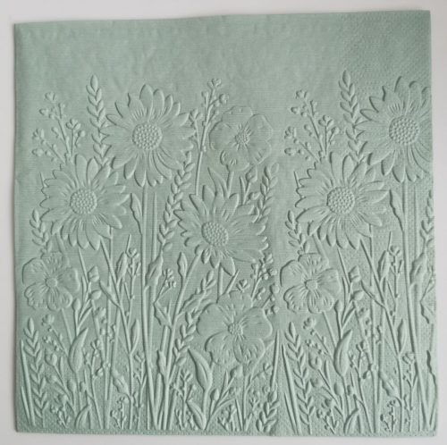 Reliéfne servítky šalviovo zelené (Sage) 33×33 cm – vzor Rozkvitnutá lúka