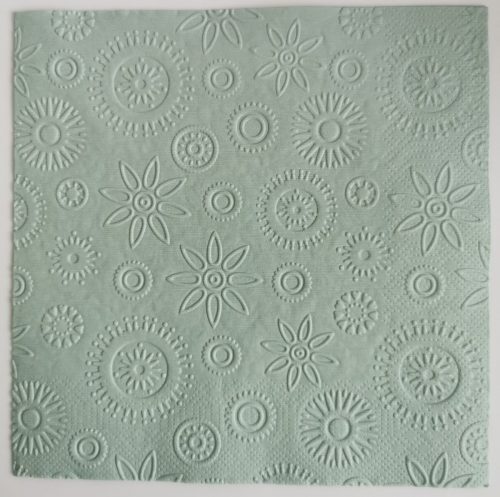 Reliéfne servítky šalviovo zelené (Sage) 33×33 cm – vzor Vločky
