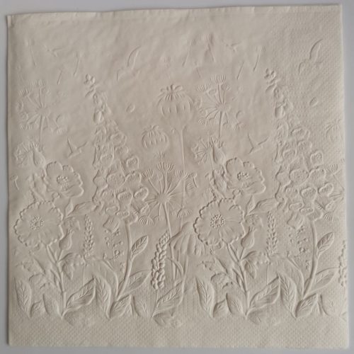 Reliéfne servítky slonovinová kosť (Ecru) 33×33 cm – vzor Divé kvietky