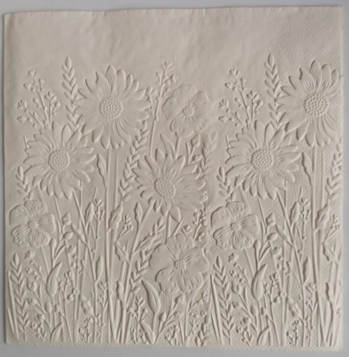 Reliéfne servítky slonovinová kosť (Ecru) 33×33 cm – vzor Rozkvitnutá lúka