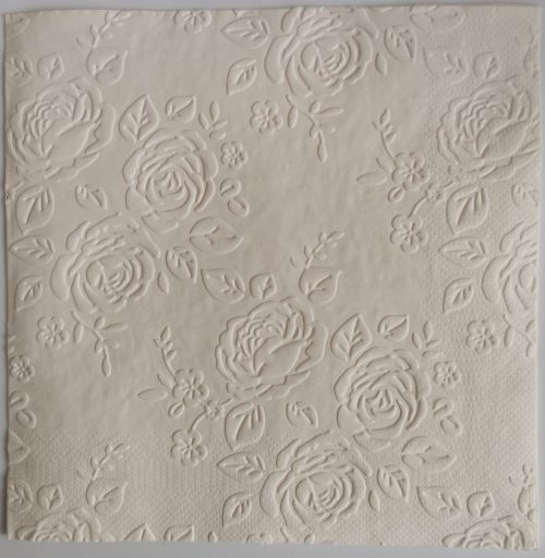 Reliéfne servítky slonovinová kosť (Ecru) 33×33 cm – vzor Ruže s lístkami