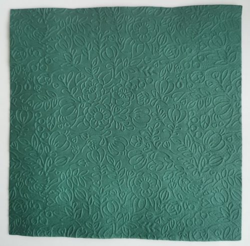 Reliéfne servítky smaragdovo zelené (Emerald) 33×33 cm – vzor Kvietky a listy
