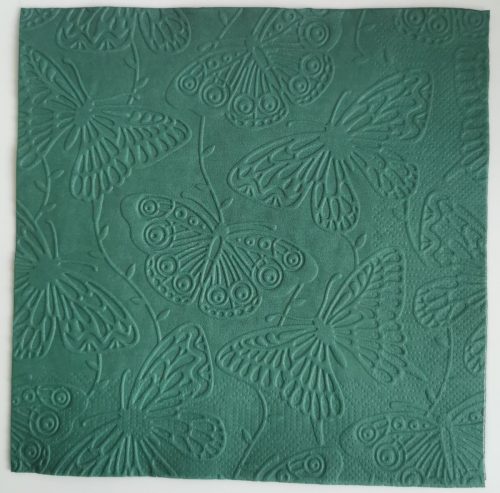 Reliéfne servítky smaragdovo zelené (Emerald) 33×33 cm – vzor Motýle