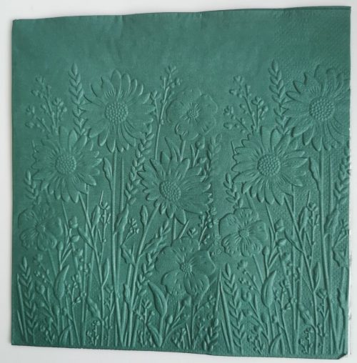 Reliéfne servítky smaragdovo zelené (Emerald) 33×33 cm – vzor Rozkvitnutá lúka