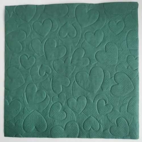 Reliéfne servítky smaragdovo zelené (Emerald) 33×33 cm – vzor Srdiečka