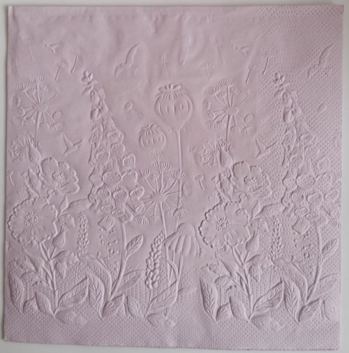 Reliéfne servítky svetlofialové (Pale Lilac) 33×33 cm – vzor Divé kvietky