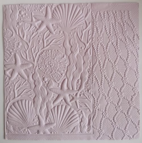 Reliéfne servítky svetlofialové (Pale Lilac) 33×33 cm – vzor Morské hviezdy a mušle