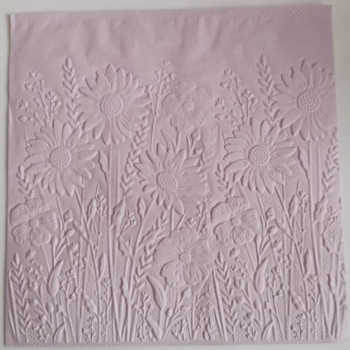 Reliéfne servítky svetlofialové (Pale Lilac) 33×33 cm – vzor Rozkvitnutá lúka