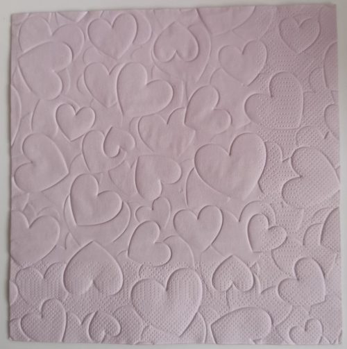 Reliéfne servítky svetlofialové (Pale Lilac) 33×33 cm – vzor Srdiečka