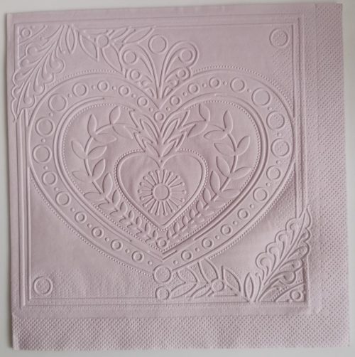 Reliéfne servítky svetlofialové (Pale Lilac) 33×33 cm – vzor Veľké srdiečko