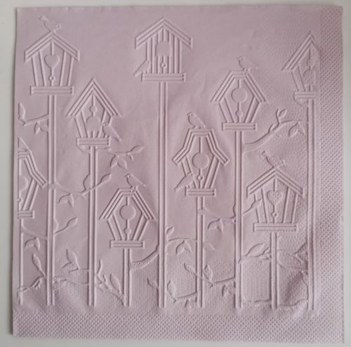 Reliéfne servítky svetlofialové (Pale Lilac) 33×33 cm – vzor Vtáčie búdky