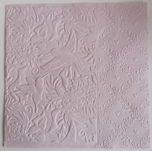 Reliéfne servítky svetlofialové (Pale Lilac) 33×33 cm – vzor Zaláskané kolibríky