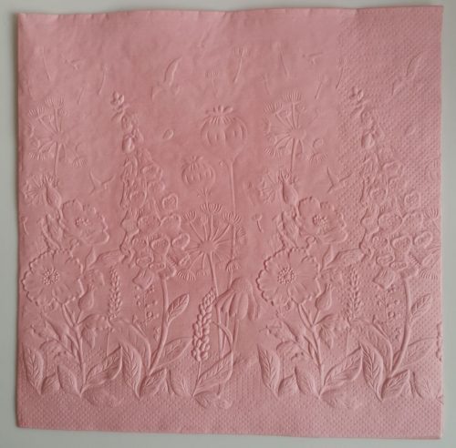 Reliéfne servítky svetloružové (Baby Pink) 33×33 cm – vzor Divé kvietky