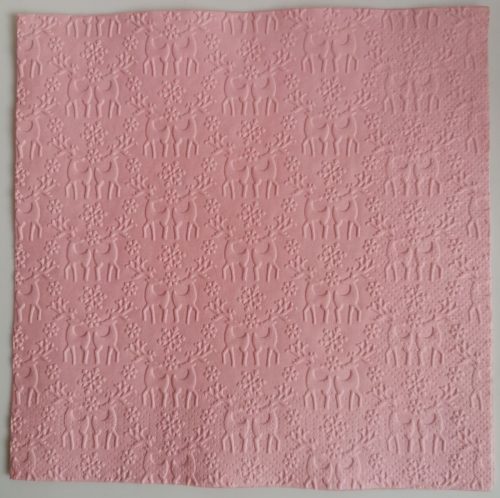 Reliéfne servítky svetloružové (Baby Pink) 33×33 cm – vzor Jelene v snehu