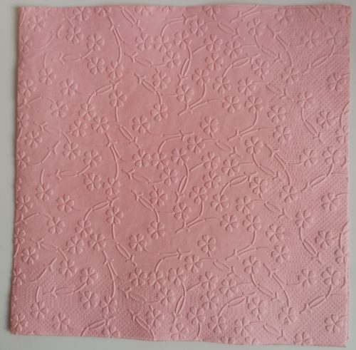 Reliéfne servítky svetloružové (Baby Pink) 33×33 cm – vzor Kvietočky