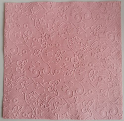 Reliéfne servítky svetloružové (Baby Pink) 33×33 cm – vzor Motýlí svet