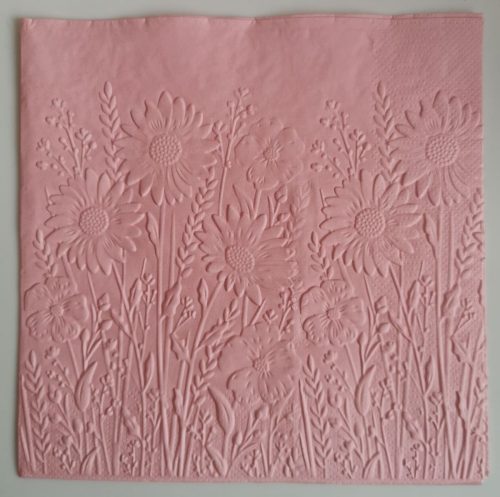 Reliéfne servítky svetloružové (Baby Pink) 33×33 cm – vzor Rozkvitnutá lúka