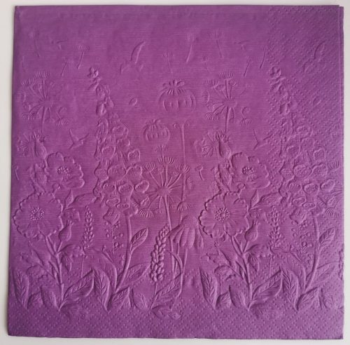 Reliéfne servítky tmavofialové (Dark Violet) 33×33 cm – vzor Divé kvietky