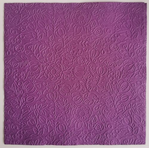 Reliéfne servítky tmavofialové (Dark Violet) 33×33 cm – vzor Kvietky a listy