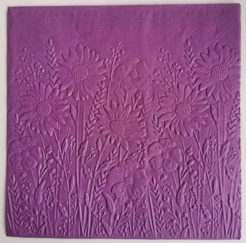 Reliéfne servítky tmavofialové (Dark Violet) 33×33 cm – vzor Rozkvitnutá lúka