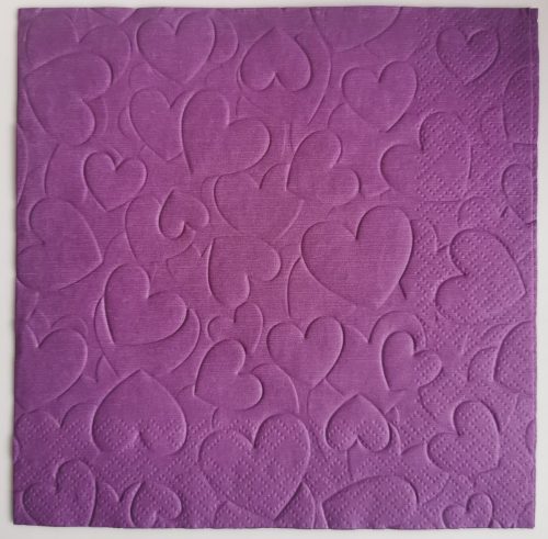 Reliéfne servítky tmavofialové (Dark Violet) 33×33 cm – vzor Srdiečka
