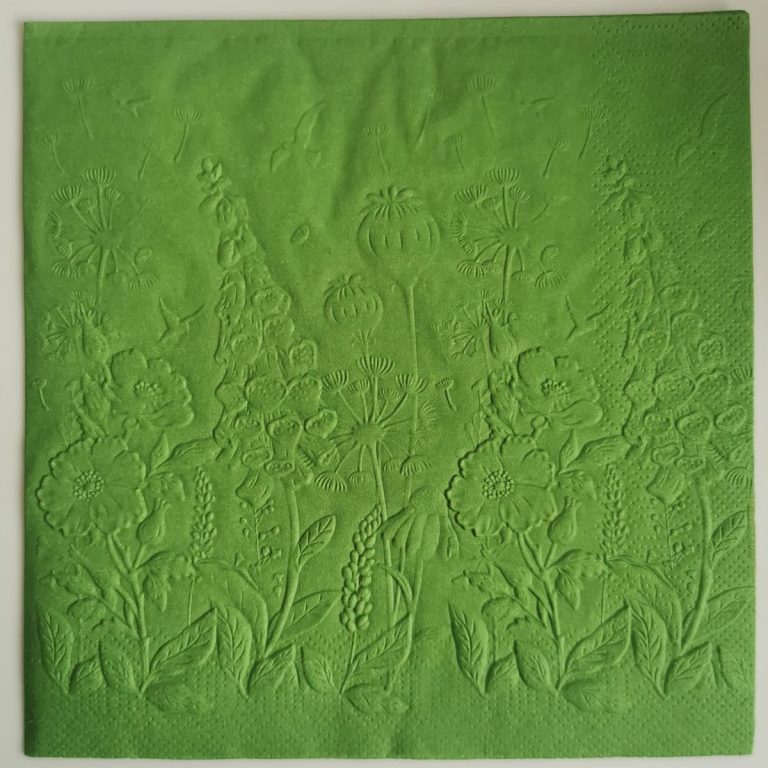 Reliéfne servítky tmavozelené (Dark Green) 33×33 cm – vzor Divé kvietky
