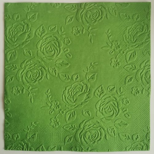 Reliéfne servítky tmavozelené (Dark Green) 33×33 cm – vzor Ruže s lístkami