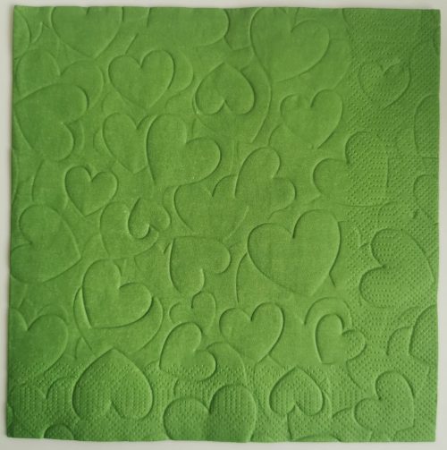Reliéfne servítky tmavozelené (Dark Green) 33×33 cm – vzor Srdiečka
