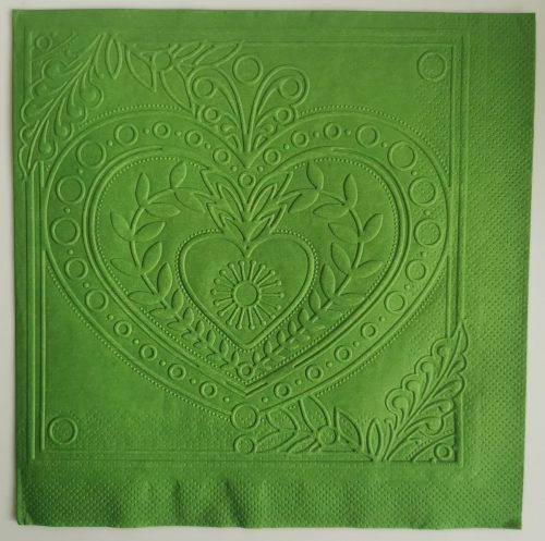 Reliéfne servítky tmavozelené (Dark Green) 33×33 cm – vzor Veľké srdiečko