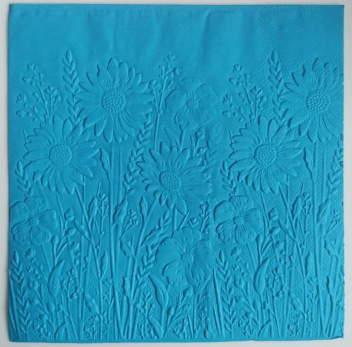 Reliéfne servítky tyrkysové (Blue) 33×33 cm – vzor Rozkvitnutá lúka