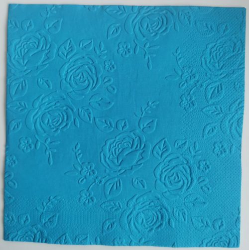 Reliéfne servítky tyrkysové (Blue) 33×33 cm – vzor Ruže s lístkami