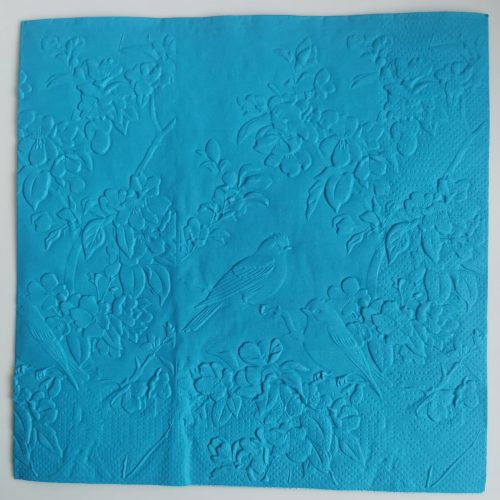 Reliéfne servítky tyrkysové (Blue) 33×33 cm – vzor Škovránky v záhrade