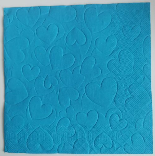 Reliéfne servítky tyrkysové (Blue) 33×33 cm – vzor Srdiečka
