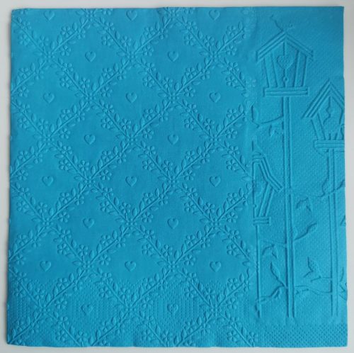 Reliéfne servítky tyrkysové (Blue) 33×33 cm – vzor Srdiečka s búdkami
