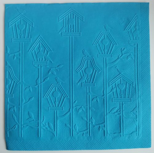 Reliéfne servítky tyrkysové (Blue) 33×33 cm – vzor Vtáčie búdky