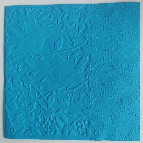 Reliéfne servítky tyrkysové (Blue) 33×33 cm – vzor Zaláskané vrabčeky