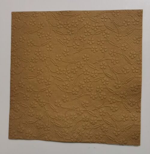 Reliéfne servítky starozlaté (Old Gold) 33×33 cm – vzor Kvietočky