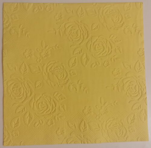 Reliéfne servítky žlté (Yellow) 33×33 cm – vzor Ruže s lístkami